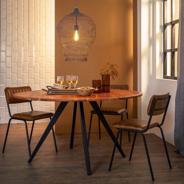Natúr színű kerek étkezőasztal akácfa asztallappal ø 120 cm Mimoso – Light & Living-image-1