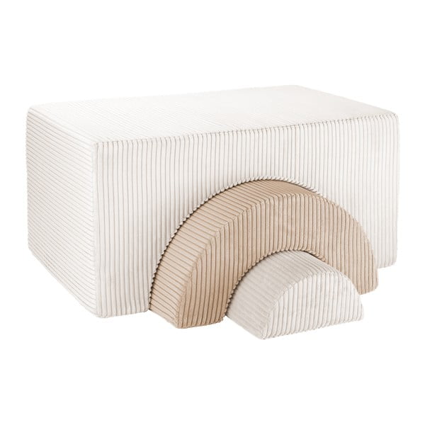 Krémszínű kordbársony habszivacs játszótér 3 db-os magasság 37 cm 75x49 cm Rainbow Montessori – Wigiwama