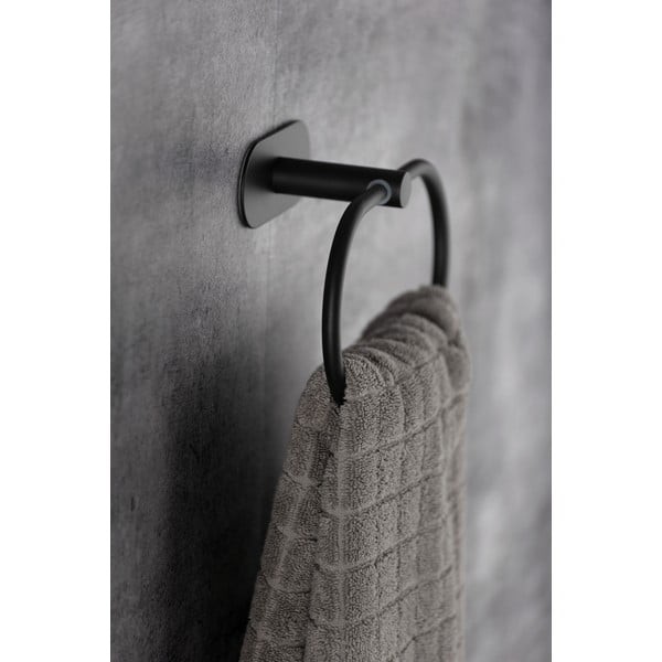 Orea Ring Turbo-Loc® rozsdamentes acél matt fekete fali törölköző tartó - Wenko-image-1