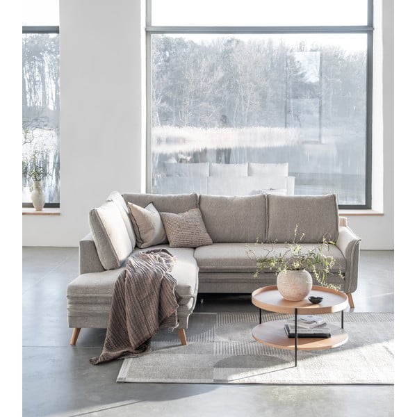 Bézs kinyitható sarokkanapé (bal oldali) Charming Charlie – Miuform-image-4