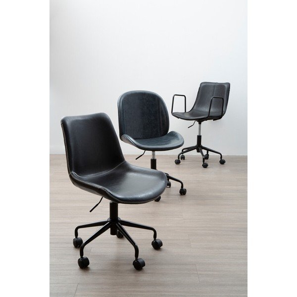 Fekete bőrutánzat irodai szék Branson – Premier Housewares-image-4