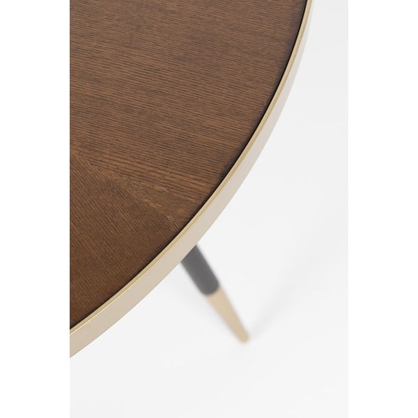 Kerek étkezőasztal diófa dekoros asztallappal ø 91 cm Denise – White Label-image-2