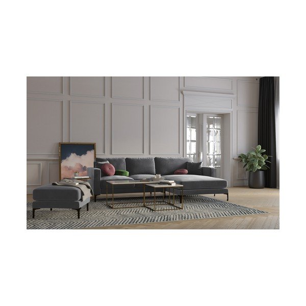 Harmony szürke bársony lábtartó - Kooko Home-image-3