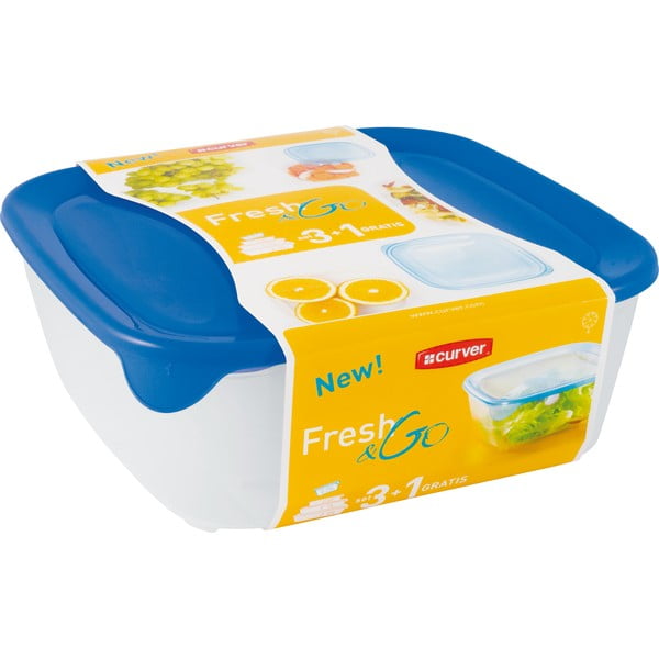 Fresh&Go 4 db-os kék élelmiszertartó doboz szett - Curver