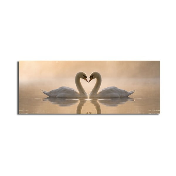 Swan Love vászon kép, 90 x 30 cm