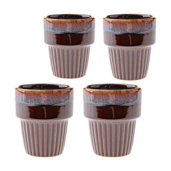 Barna kőedény eszpresszó csésze szett 4 db-os 100 ml Tone – Dakls