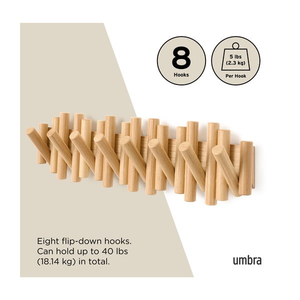 Natúr színű borovi fenyő fali fogas 61 cm Picket – Umbra-image-4