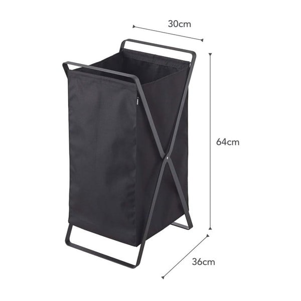 Tower Laundry összecsukható fekete szennyestartó - YAMAZAKI-image-2