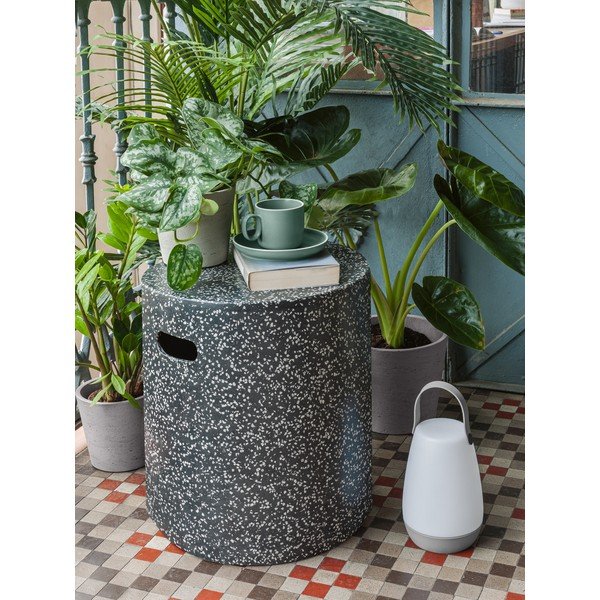 Fekete beton tárolóasztal, ⌀ 35 cm - Kave Home-image-1