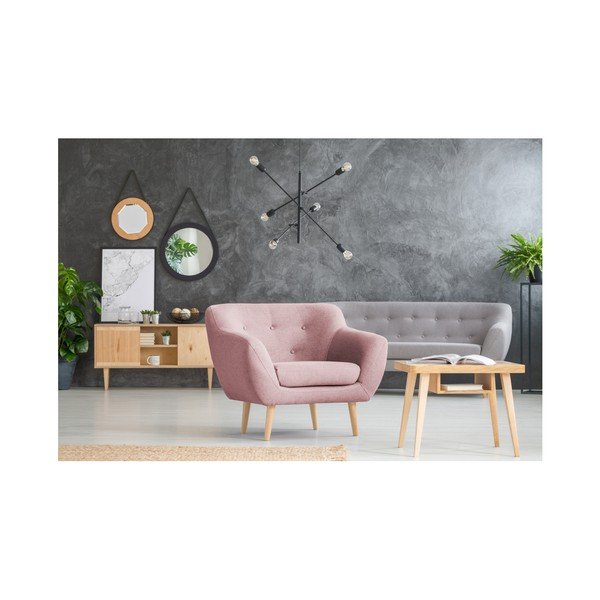 Sicile rózsaszín fotel világos lábakkal - Mazzini Sofas-image-4