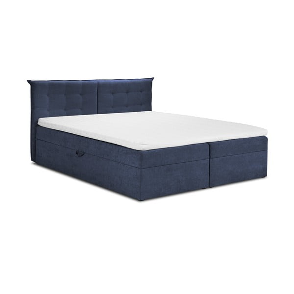 Sötétkék boxspring ágy tárolóhellyel 160x200 cm Echaveria – Mazzini Beds
