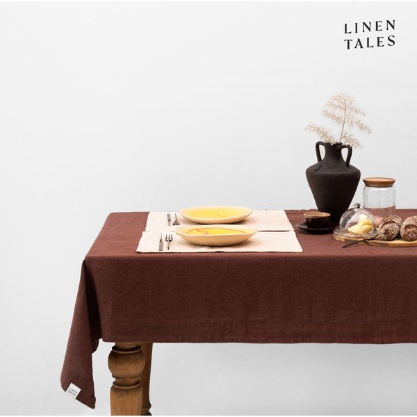 Len asztalterítő 140x200 cm Chocolate – Linen Tales-image-1