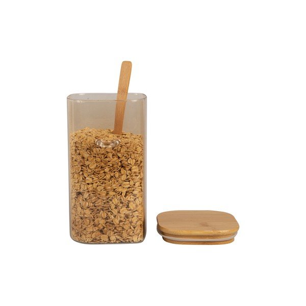 Canister barna üveg doboz fa fedéllel és kanállal, magasság 19 cm - PT LIVING-image-2