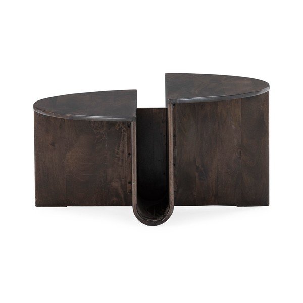 Sötétbarna mangófa kerek dohányzóasztal ø 80 cm Divya – MOME-image-2