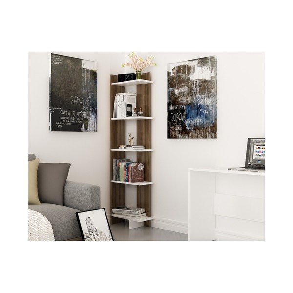 Als Walnut White diófamintás könyvespolc, fehér részletekkel-image-1