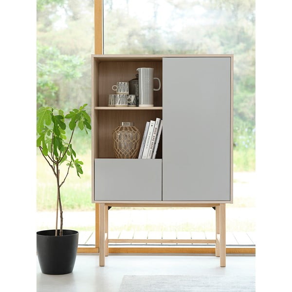 Bilbao szürke komód tölgyfa lábakkal - Unique Furniture-image-4