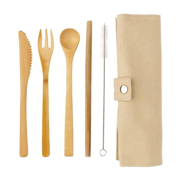 Bambusz evőeszköz és szívószál, tisztítókefe és tartó szett - XD Collection-image-4