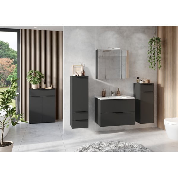 Antracitszürke magas-fali fürdőszoba szekrény 36x111 cm Crandon – Germania-image-4