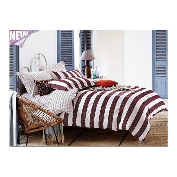 Piros-fehér egyszemélyes pamut ágyneműhuzat 135x200 cm Christian – AmeliaHome-image-1