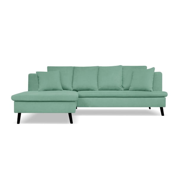 Hamptons szeladon zöld 4 személyes kanapé, bal oldali fekvőfotellel - Cosmopolitan design