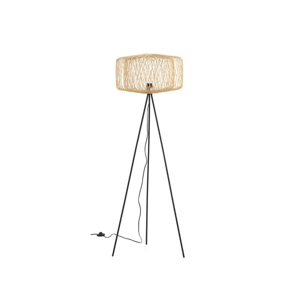 Natúr színű állólámpa rattan búrával (magasság 146 cm) Jule – Geese