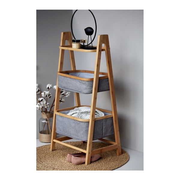 Szürke-barna bambusz fürdőszobai polcos állvány 44x91 cm Bahari – Wenko-image-2