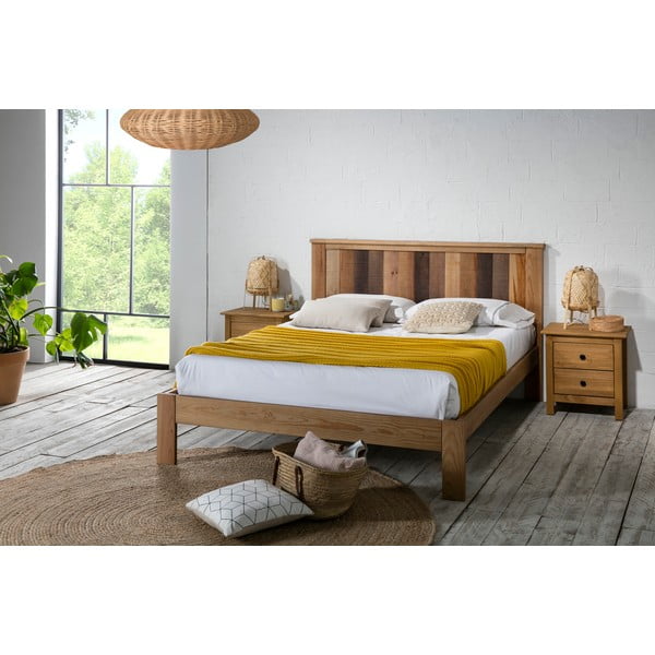 Natúr színű franciaágy ágyráccsal 140x190 cm Maude – Marckeric-image-1