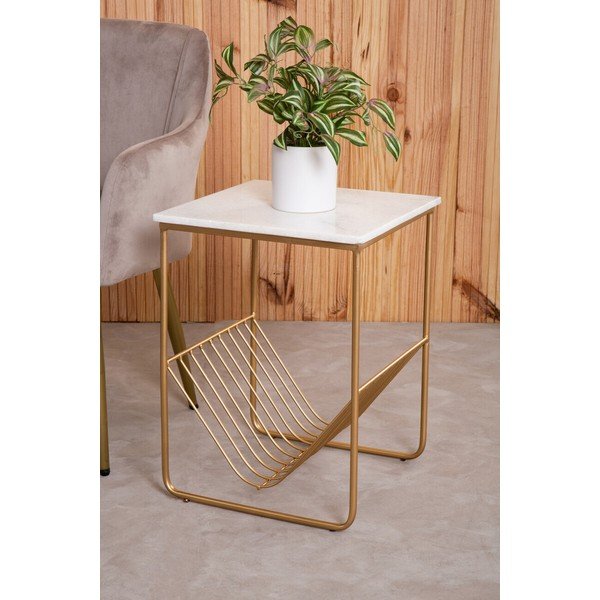Tárolóasztal márvány asztallappal 40x40 cm Mandoli – Premier Housewares-image-2