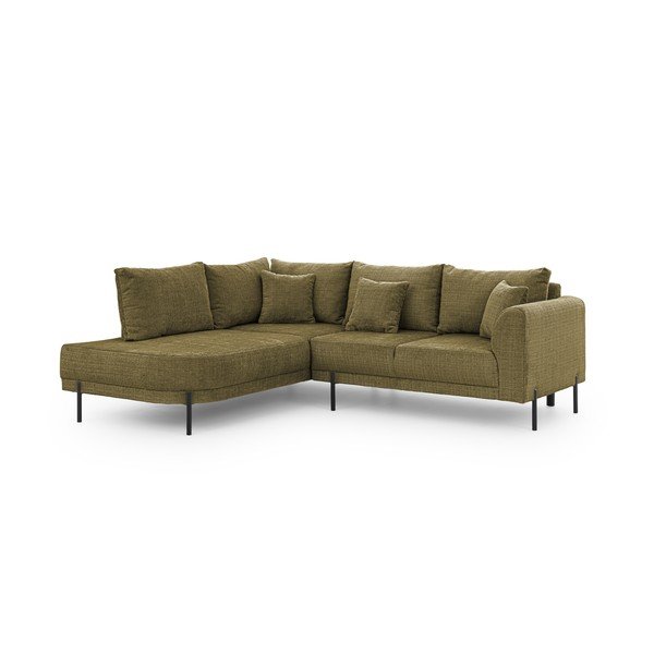 Zöld zsenília sarokkanapé (bal oldali-L alakú) Mauris  – Ropez-image-2