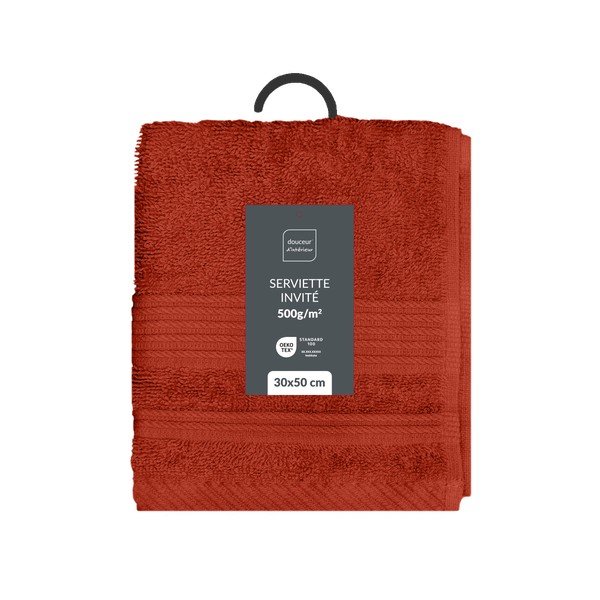 Téglavörös frottír pamut törölköző 30x50 cm Tendresse – douceur d'intérieur-image-4