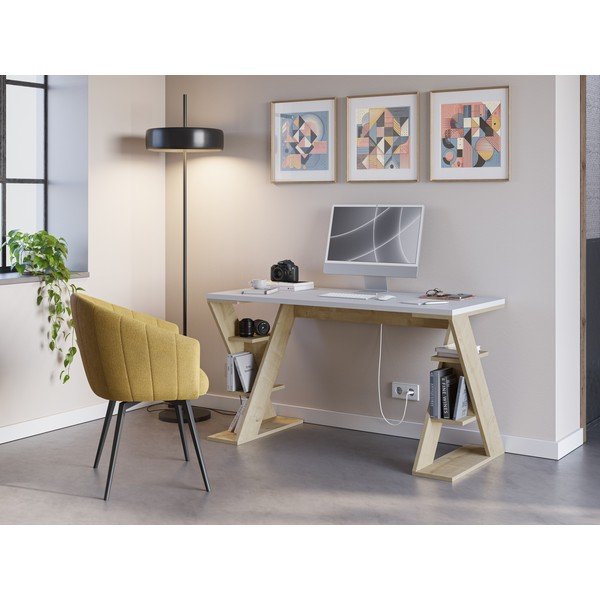 Íróasztal fehér asztallappal 60x137 cm Butterfly – Marckeric-image-1