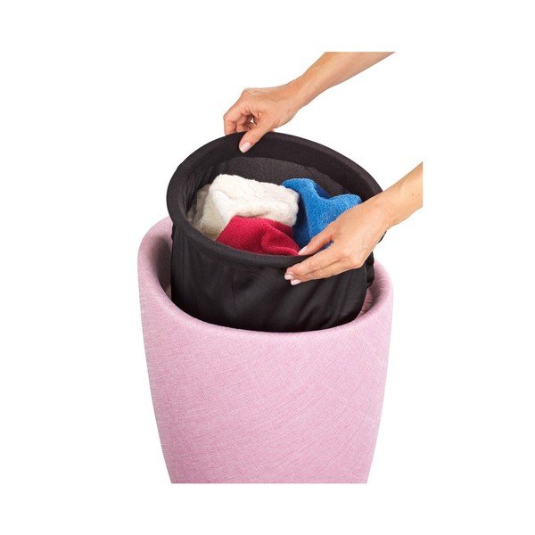 Linen Look rózsaszín szennyestartó kosár és ülőke, 20 l - Wenko-image-2