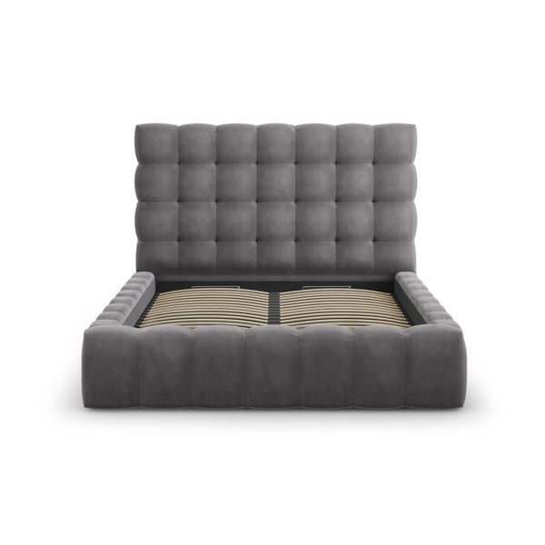 Szürke kárpitozott franciaágy tárolóhellyel, ágyráccsal 160x200 cm Bali – Cosmopolitan Design-image-2