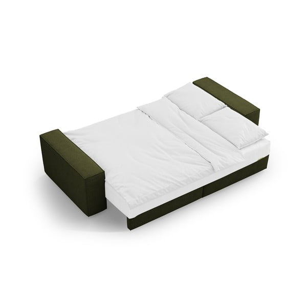 Sötétzöld buklé kinyitható kanapé 247 cm Jodie – Micadoni Home-image-4
