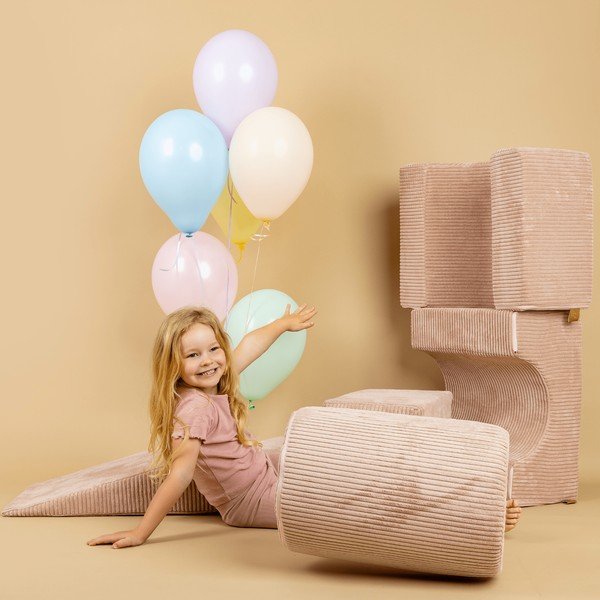 Rózsaszín kordbársony habszivacs játszótér 4 db-os magasság 30 cm 45x170 cm Montessori – Meowbaby-image-2