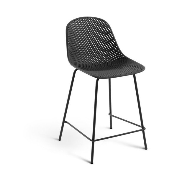Sötétszürke fém-műanyag kerti bárszék Quinby – Kave Home