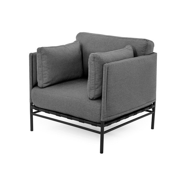 Sötétszürke párnázott kerti fotel Dandy – Sit Sit-image-3
