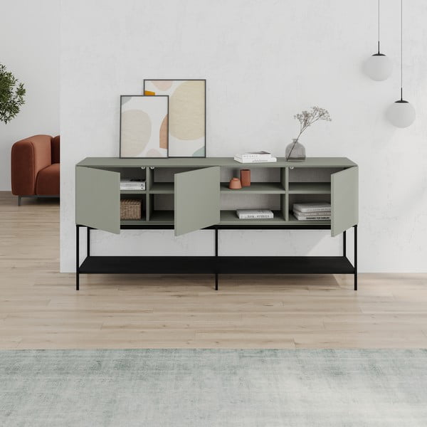 Zöld-fekete komód 180x80x40 cm Amira – Marckeric-image-3