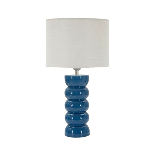 Fehér-kék kerámia asztali lámpa textil búrával (magasság 46 cm) Torr – Mauro Ferretti
