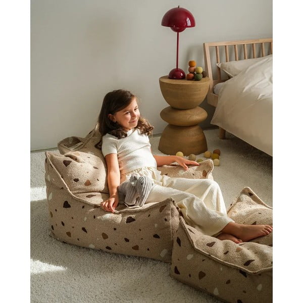 Világosbarna buklé-zsenília gyerek babzsákfotel Terrazzo Square – Wigiwama-image-2