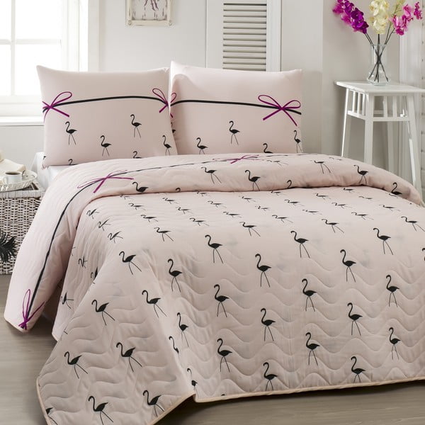 Flamingo gyermek ágytakaró párnahuzattal, 160 x 220 cm