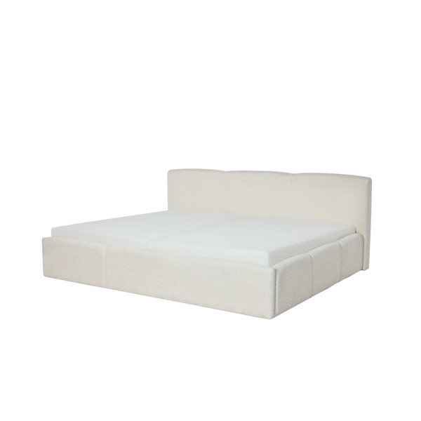 Elefántcsont színű kárpitozott franciaágy ágyrács nélkül 200x240 cm Merida – Meise Möbel