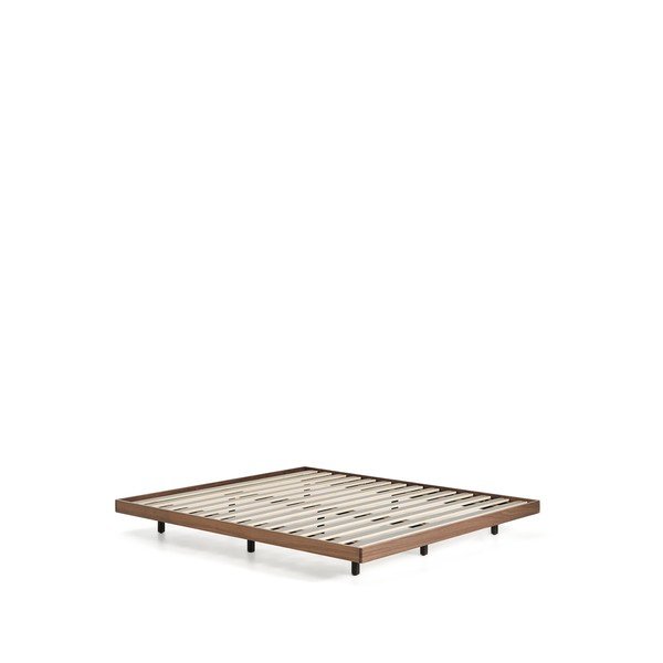 Barna nyírfa franciaágy ágytámla nélkül, ágyráccsal 180x200 cm Norlen – Kave Home