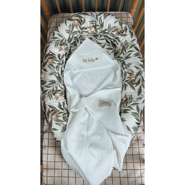 Fehér muszlin kapucnis gyerek törölköző 85x85 cm Muslin – Malomi Kids-image-1