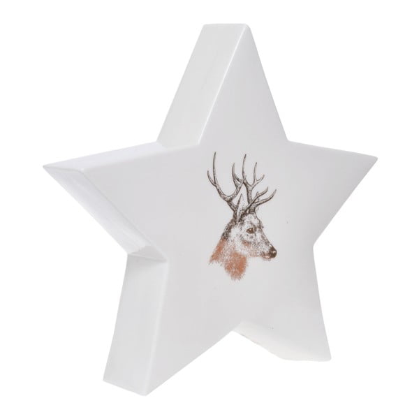 Deer fehér csillag formájú kerámia dekoráció, magasság 15,5 cm - Ewax