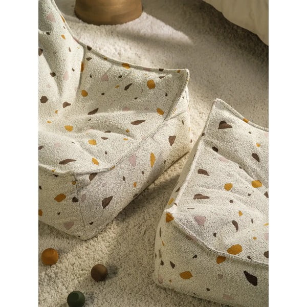 Fehér buklé-zsenília gyerek babzsákfotel Terrazzo Square – Wigiwama-image-4