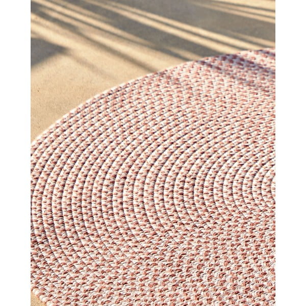 Rózsaszín kerek kültéri-beltéri szőnyeg újrahasznosított szálakból ø 150 cm Rodhe – Kave Home-image-2