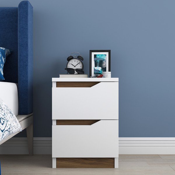 Fehér éjjeliszekrény Erica – Kalune Design-image-1