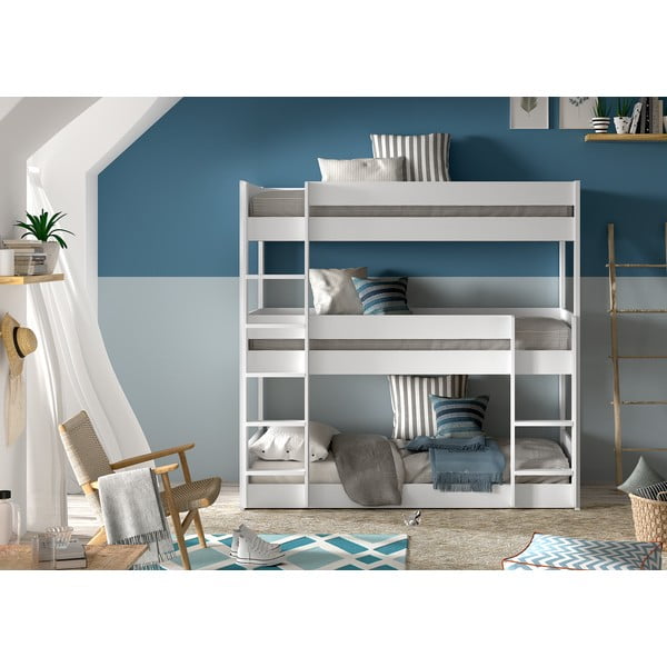 Fehér emeletes borovi fenyő gyerekágy 90x200 cm Scott – Vipack-image-2