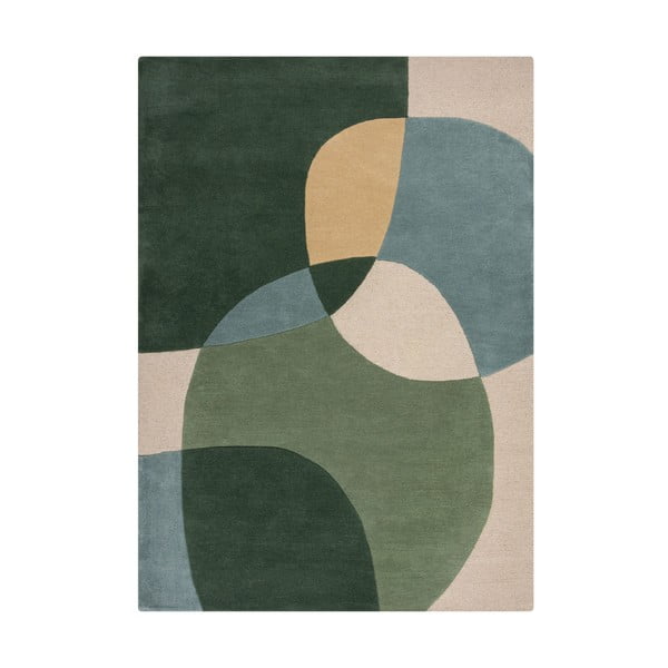 Zöld kézi szövésű gyapjú szőnyeg 120x170 cm Glow Green & Blue – Flair Rugs